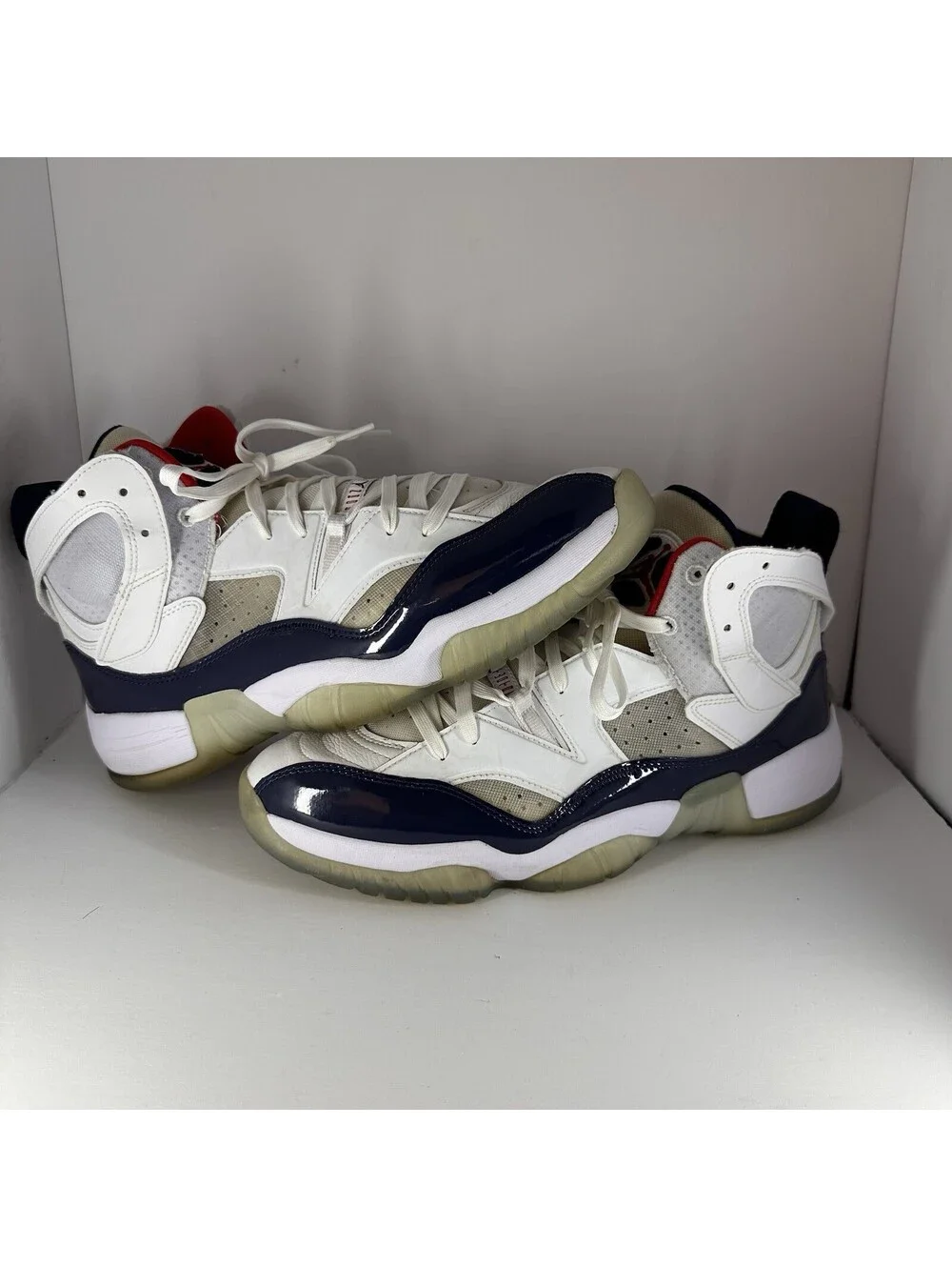 Air Jordan Jumpman Two Trey USA White Red Navy Blue Sneakers 12